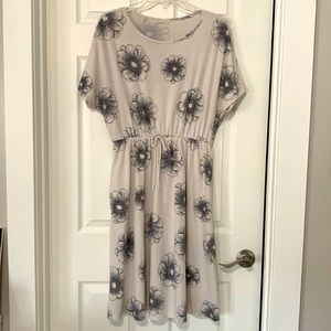 White midi dress with black flowers